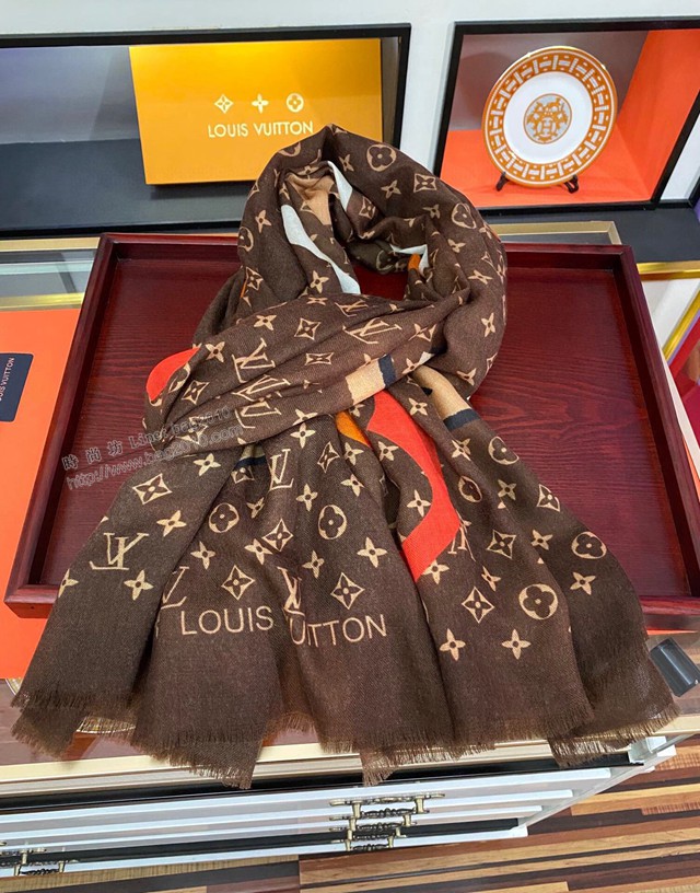 Louis Vuitton女士圍巾 路易威登2021新款頂級羊絨圍巾披肩 LV羊絨長巾  mmj1213